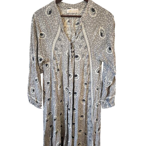 NATALIE MARTIN Fiore Maxi Dress Size Small Vintage Flowers Silver Boho Hippie - Picture 5 of 9